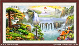 迎客松油画装饰