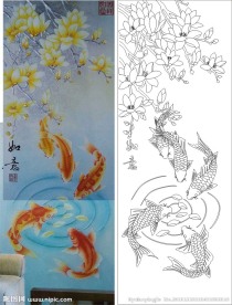 如意 牡丹鱼 玉兰花