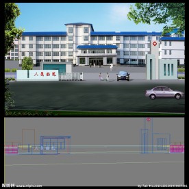 医院大门 (带贴图)