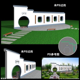 园林透视墙(带贴图)