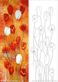 郁金香 红色花 紫荆