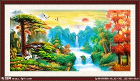 迎客松油画装饰