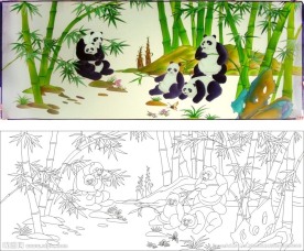 熊猫 竹林 （注路径未闭合）