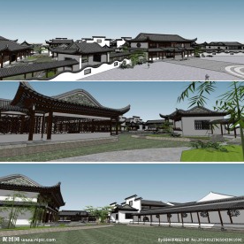 中式古典会所群建筑模