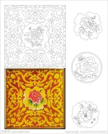 抽象花 线条图 欧式