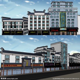 中式古玩街建筑SU模型