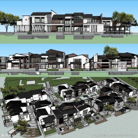 度假村酒店建筑SU草图