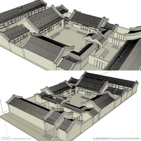 四合院建筑SU草图大师