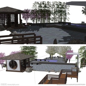 庭院花园景观建筑SU草图