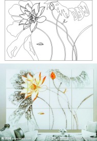 荷花 艺术玻璃