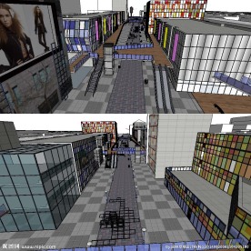 草图大师su商业街模型