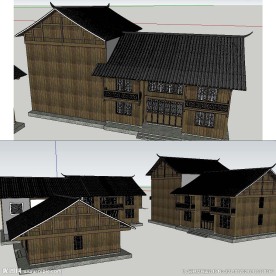 中式木屋建筑SU模型
