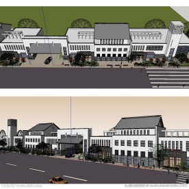 中式商业街草图大师SU