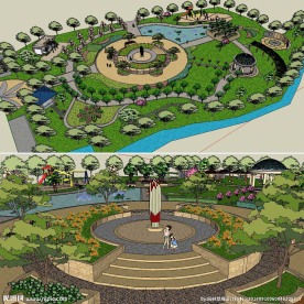 草图大师su公园景观模