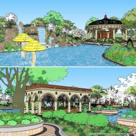 草图大师su泳池公园景