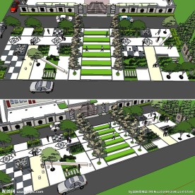 草图大师su街头公园景