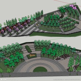 草图大师街头广场景观