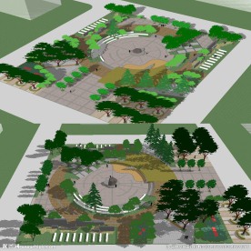 草图大师中心广场景观