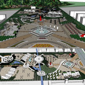 sketchup广场景观模型