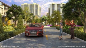 小区行车道动画镜头vray