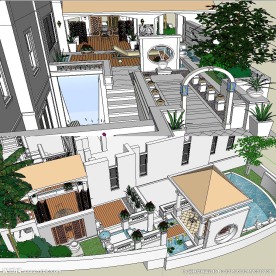 欧式庭院花园景观模型