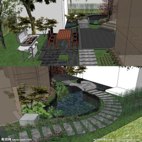 sketchup庭院景观模型