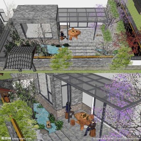 草图大师休闲庭院花园