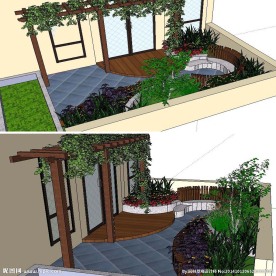 sketchup小花园景观模