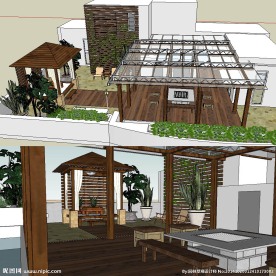 屋顶花园草图大师SU模