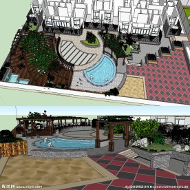 现代屋顶花园景观草图