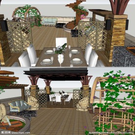 屋顶花园草图大师SU模