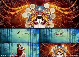 中国风水墨戏曲舞台背