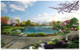 自然湖景观效果图