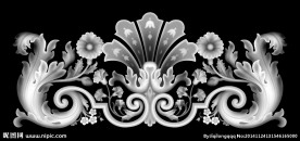 经典洋花灰度图