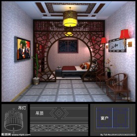 休闲中式卧室(带贴图)