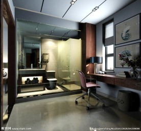 书房与卫生间效果图