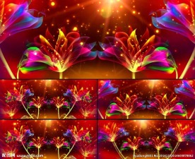 金莲贺春喜庆舞台背景