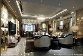 简欧奢华客厅效果图