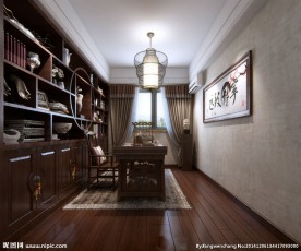 中式书房效果图