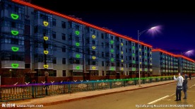 楼体亮化 夜晚 亮化 泛光灯