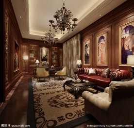 欧式书房效果图