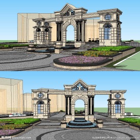 欧式风格入口大门SU模型