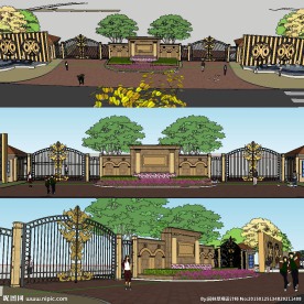 欧式大门入口SU模型