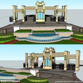 欧式居住区大门sketchup