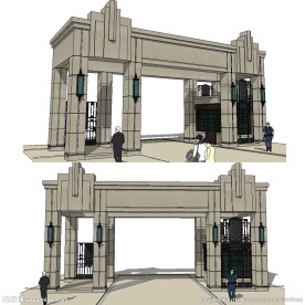 古典风格入口建筑sketchu