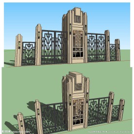欧式古典铁艺大门SU模型
