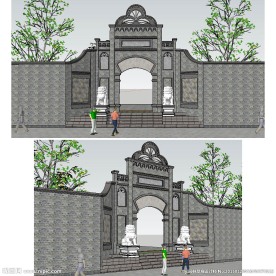 景区入口门草图大师模型