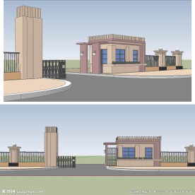 工厂入口大门草图大师SU模型
