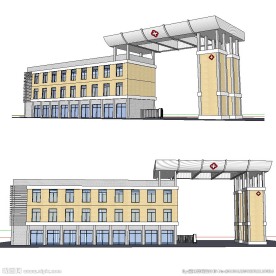 医院大门草图大师SU模型