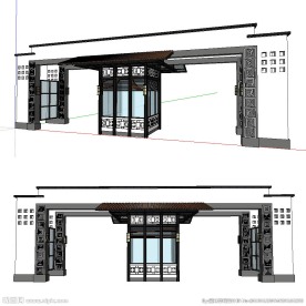 中式大门草图大师SU模型